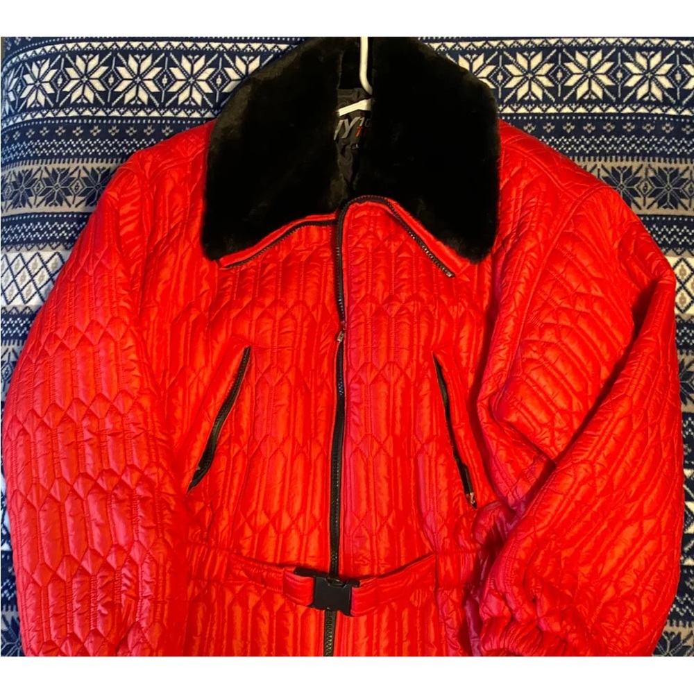 Vintage NY Tech 10018 red faux fur dress jack size L